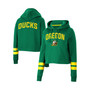Women's Green Oregon Ducks Throwback Stripe Cropped Pullover Hoodie