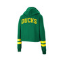 Women's Green Oregon Ducks Throwback Stripe Cropped Pullover Hoodie