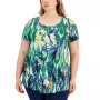 Plus Size Foliage Trop Cold Shoulder Scoop-Neck Top, Created for Macy's