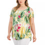Plus Size Foliage Trop Cold Shoulder Scoop-Neck Top, Created for Macy's