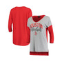 Women's Heathered Gray Houston Rockets Meet Your Match Colorblock 3/4-Sleeve Tri-Blend V-Neck T-shirt