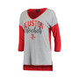 Women's Heathered Gray Houston Rockets Meet Your Match Colorblock 3/4-Sleeve Tri-Blend V-Neck T-shirt