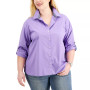Plus Size Cotton Roll-Tab Shirt