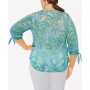 Plus Size Knit Parakeet Border Print Top
