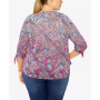 Plus Size Knit Parakeet Border Print Top