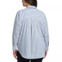 Plus Size Stripe Poplin Popover Long Sleeve Blouse
