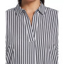 Plus Size Stripe Poplin Popover Long Sleeve Blouse
