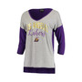 Women's Heathered Gray Los Angeles Lakers Meet Your Match Colorblock 3/4-Sleeve Tri-Blend V-Neck T-shirt