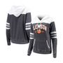 Women's Charcoal and White Clemson Tigers Blitz Sleeve Striped Blocked Raglan Hoodie