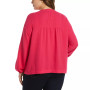 Plus Size Solid Gauze Long Sleeve Top