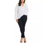 Plus Size Solid Gauze Long Sleeve Top