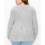 Plus Size Cozy Long Sleeve Pleat Button Back Top
