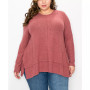 Plus Size Cozy Long Sleeve Pleat Button Back Top