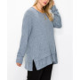 Plus Size Cozy Long Sleeve Pleat Button Back Top