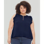 Plus Size Ruffled Split-Neck Top