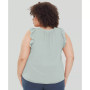 Plus Size Ruffled Split-Neck Top