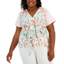Plus Size Floral-Print Tie-Front Top