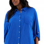 Plus Size Roll-Tab-Sleeve Button-Down Emblem Shirt