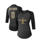 Women's Threads Tyrann Mathieu Black New Orleans Saints Name & Number Raglan 3/4 Sleeve T-shirt