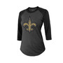 Women's Threads Tyrann Mathieu Black New Orleans Saints Name & Number Raglan 3/4 Sleeve T-shirt