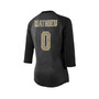Women's Threads Tyrann Mathieu Black New Orleans Saints Name & Number Raglan 3/4 Sleeve T-shirt