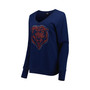 Women's Navy Chicago Bears Deep V-Neck Pullover Sweatshirt