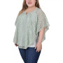 Plus Size Lace Poncho Top with Bar