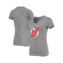 Women's Branded Heathered Gray New Jersey Devils Distressed Logo T-shirt