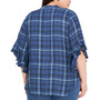 Plus Size Split-Neck Plaid-Print Flutter-Sleeve Top