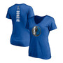 Women's Luka Doncic Blue Dallas Mavericks Playmaker Logo Name Number V-Neck T-shirt