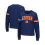 Women's Navy Auburn Tigers Sweep Pass Sleeve Stripe Raglan Pullover Sweatshirt