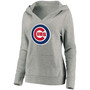Plus Size Heathered Gray Chicago Cubs Official Logo Crossover V-Neck Pullover Hoodie