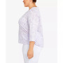 Plus Size Classic Floral Jacquard Butterfly Knit Top with Necklace
