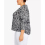 Plus Size Classic Floral Jacquard Butterfly Knit Top with Necklace