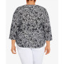Plus Size Classic Floral Jacquard Butterfly Knit Top with Necklace