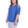 Plus Size Short Sleeve Honeycomb Textured Grommet Top