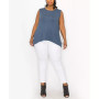 Plus Size Rayon Span Keyhole Button Back Tank Top