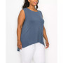 Plus Size Rayon Span Keyhole Button Back Tank Top