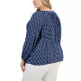 Plus Size Printed Drapey Peasant Blouse, Created for Macy's
