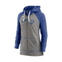Women's Heathered Charcoal and Heathered Royal Toronto Blue Jays Split Wordmark Gym Vintage-Like Raglan Slub Full-Zip Hoodie