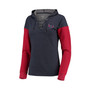 Women's Heathered Navy, Red Washington Capitals Amaze Lace-Up Hoodie Tri-Blend Long Sleeve T-shirt