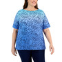 Plus Size Ombré Boat-Neck Top, Created for Macy's