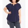 Plus Size Button Pleat Top