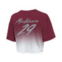 Women's Threads Nathan MacKinnon Burgundy Colorado Avalanche 2022 Stanley Cup Champions Dip Dye Boxy Crop T-shirt
