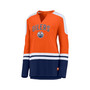 Women's Connor McDavid Orange and Navy Edmonton Oilers Power Player Long Sleeve Notch Neck T-shirt
