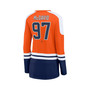 Women's Connor McDavid Orange and Navy Edmonton Oilers Power Player Long Sleeve Notch Neck T-shirt