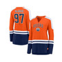 Women's Connor McDavid Orange and Navy Edmonton Oilers Power Player Long Sleeve Notch Neck T-shirt