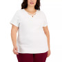 Plus Size Embellished Keyhole Top, Created for Macy's