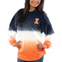 Women's Navy Illinois Fighting Illini Ombre Long Sleeve Dip-Dyed T-shirt