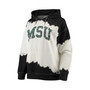 Women's White, Black Michigan State Spartans For the Fun Double Dip-Dyed Pullover Hoodie